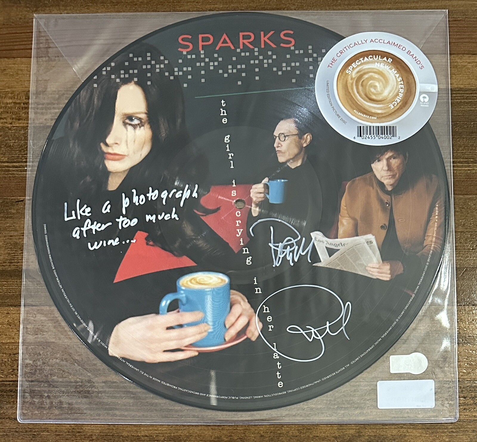 Sparks Signed & Lyrics Picture Disc Girl Crying Latte Vinyl Autograph BAS COA