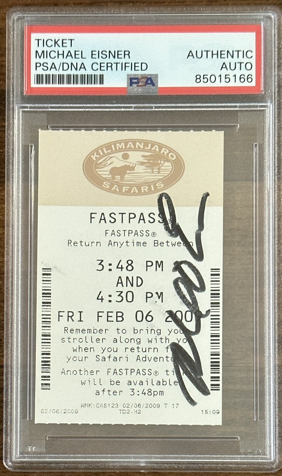 MICHAEL EISNER SIGNED DISNEY WORLD KILIMANJARO SAFARI FASTPASS PSA DNA AUTOGRAPH