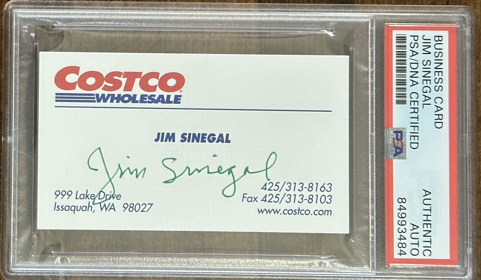 JIM SINEGAL COSTCO CEO FOUNDER SIGNED BUSINESS CARD PSA DNA COA AUTOGRAPHED