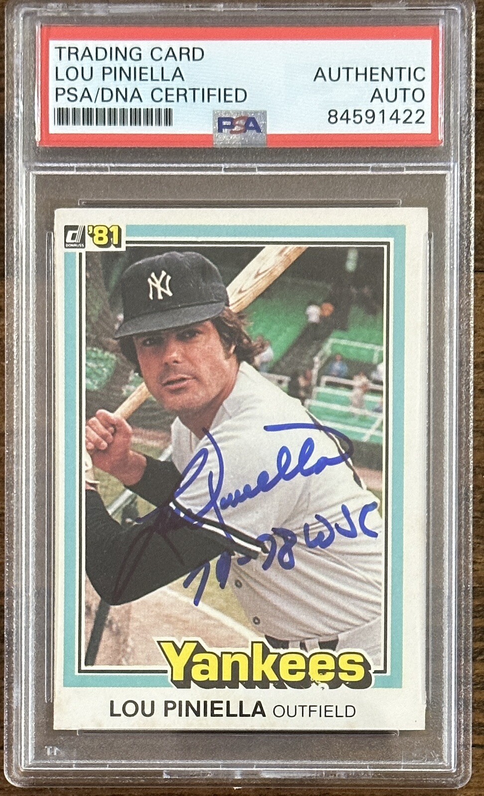 1981 Donruss Lou Piniella HOF Signed Trading Card PSA DNA COA Autograph Yankees