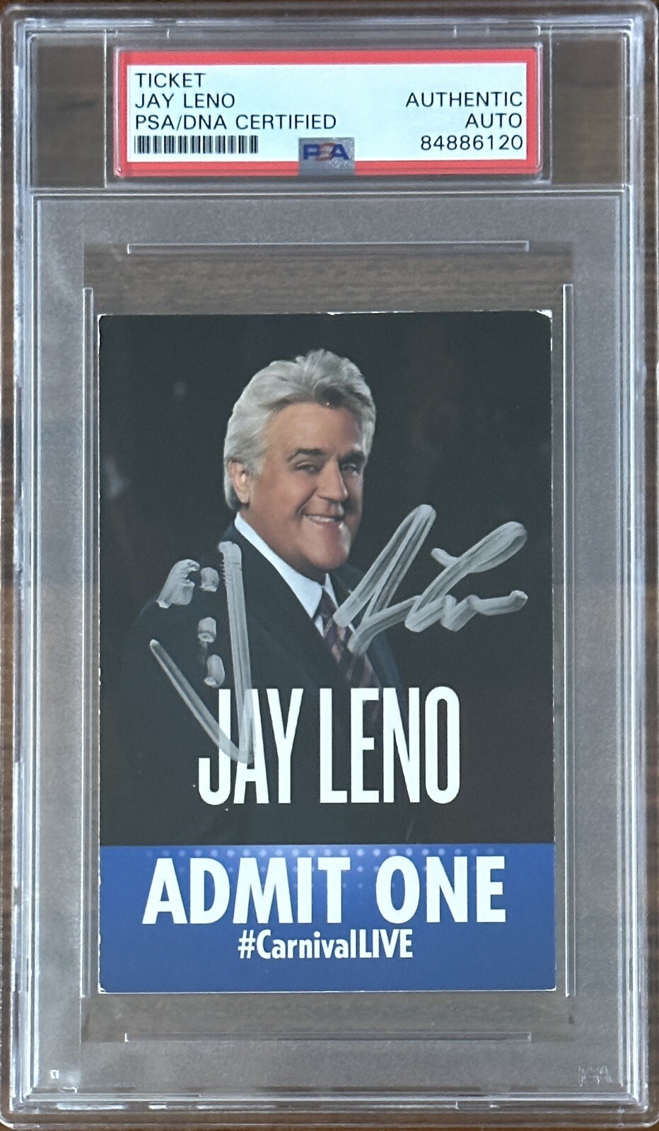 Jay Leno Signed Carnival Cruise Lines Comedy Live Ticket Autograph PSA DNA COA