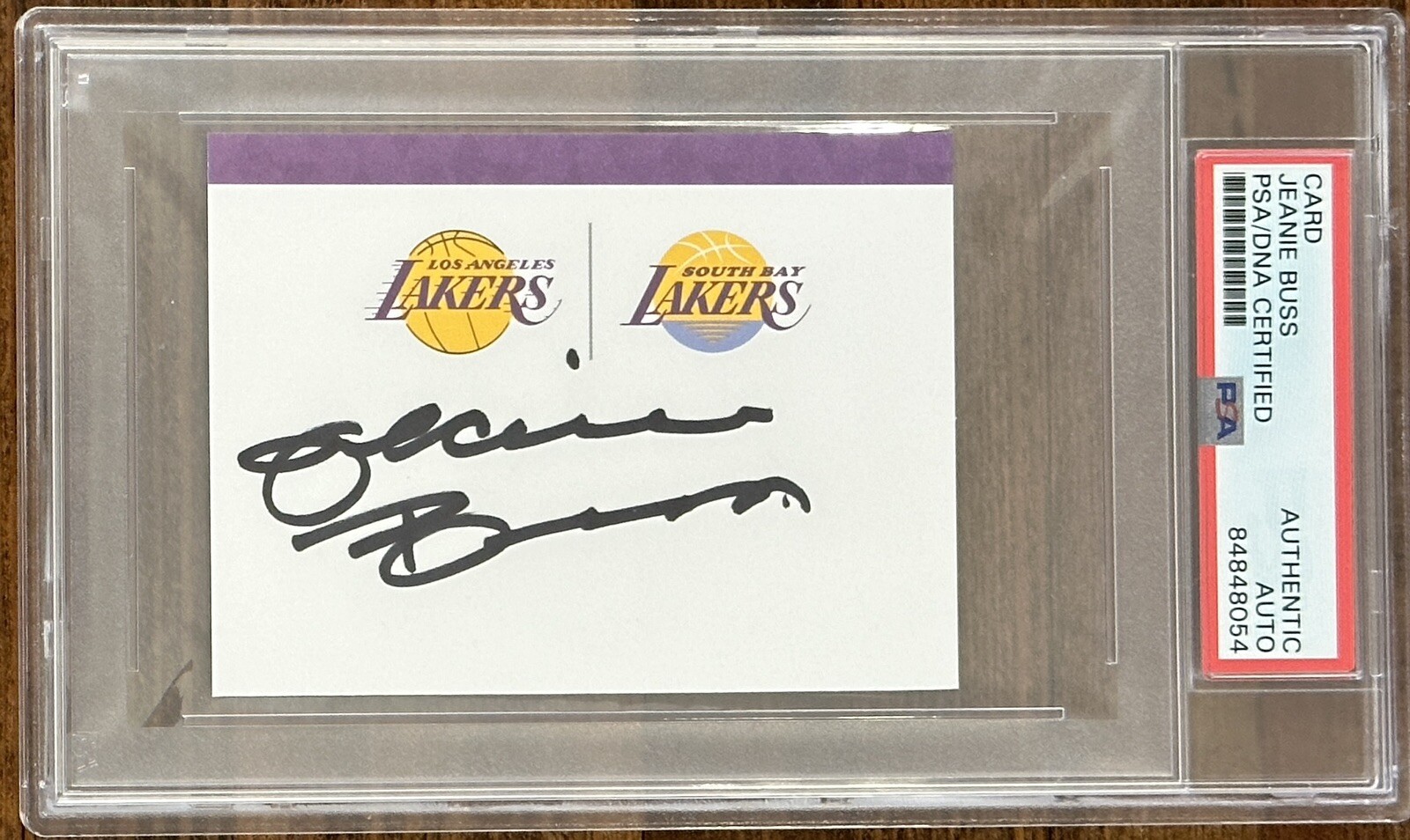 JEANIE BUSS LA LOS ANGELES LAKERS SIGNED CARD PSA DNA CERTIFIED COA AUTOGRAPH