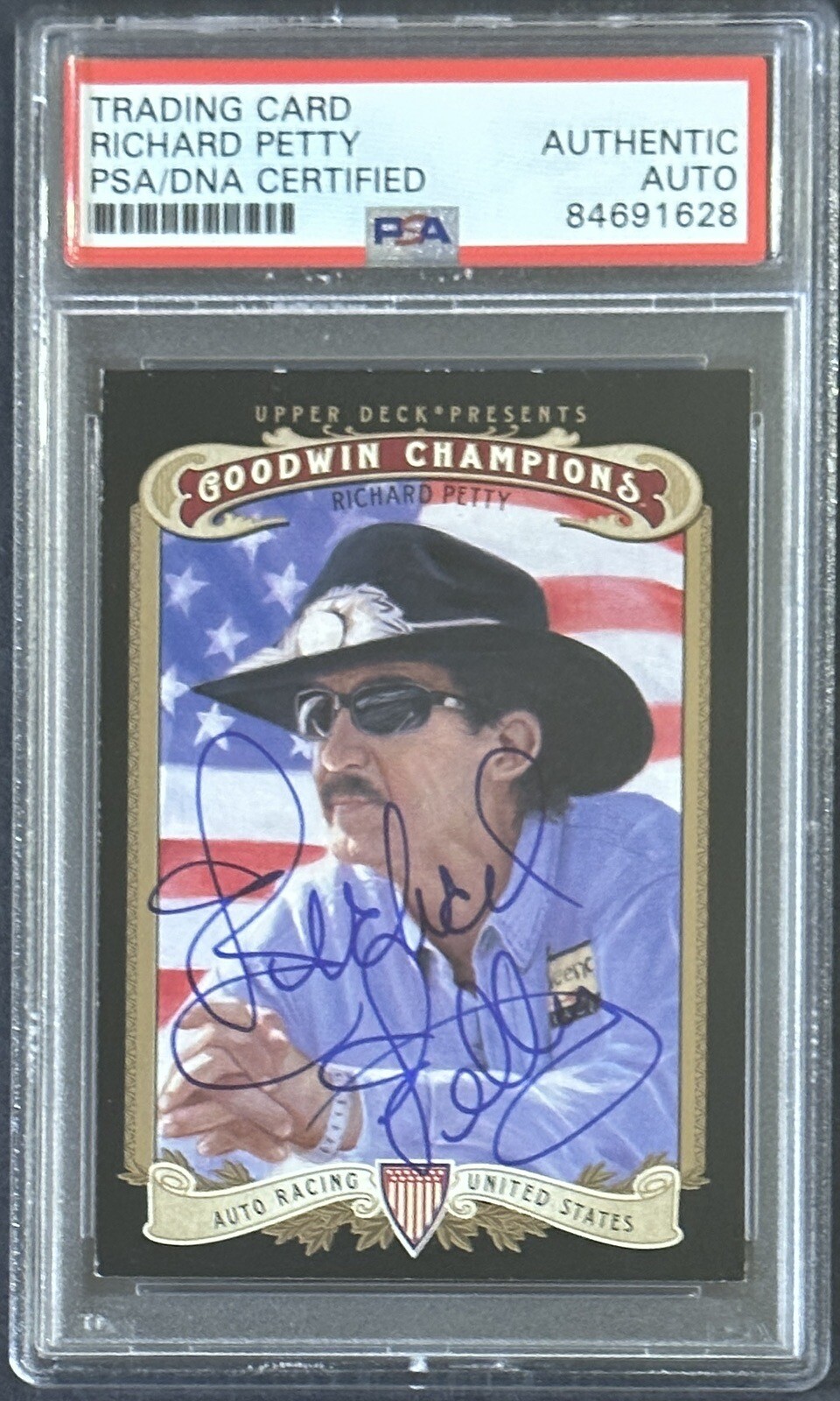 2008 UD UPPER DECK GOODWIN RICHARD PETTY NASCAR SIGNED AUTOGRAPH PSA DNA COA