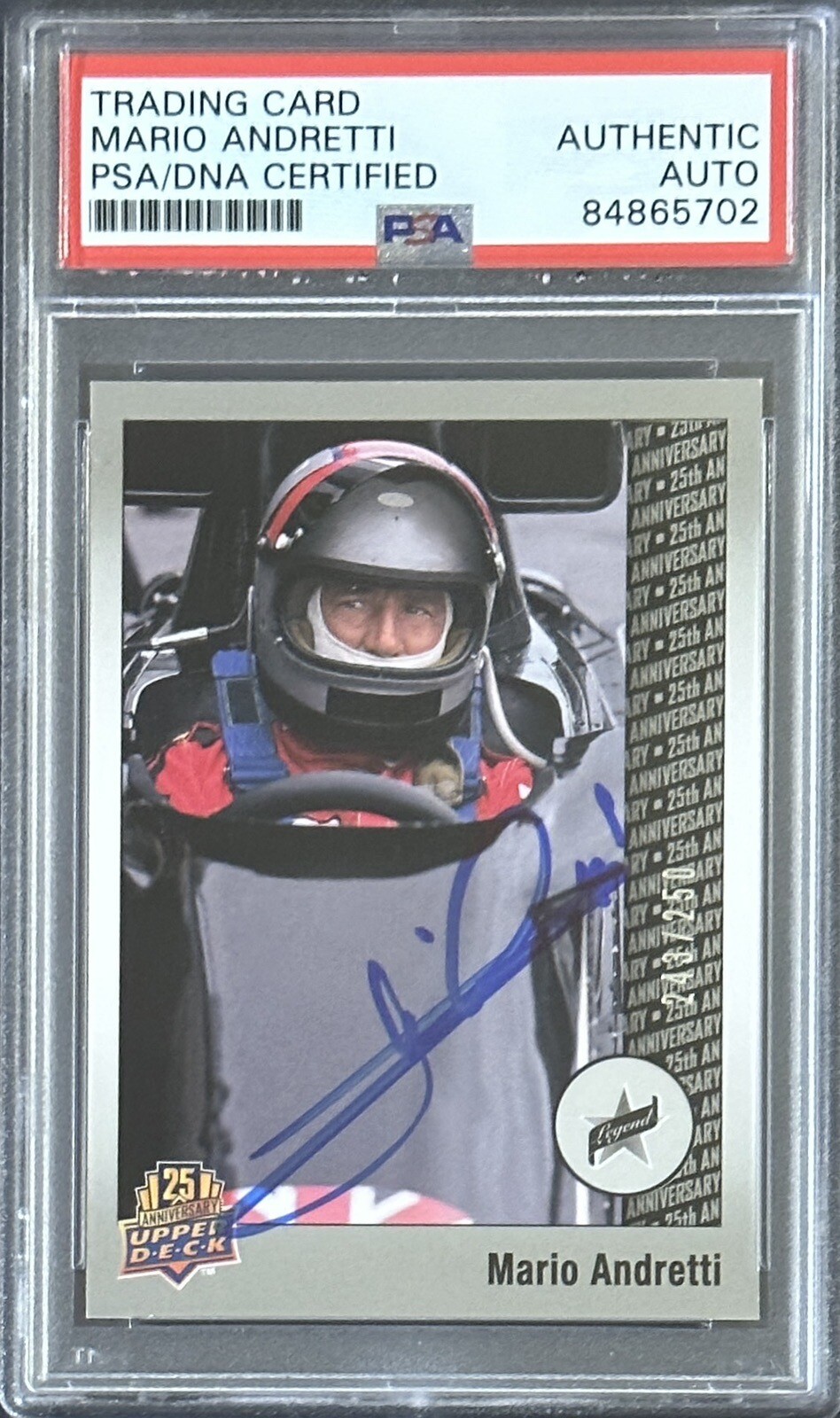 2014 Upper Deck #’d /250 Mario Andretti PSA DNA Autograph F1 Formula One Signed