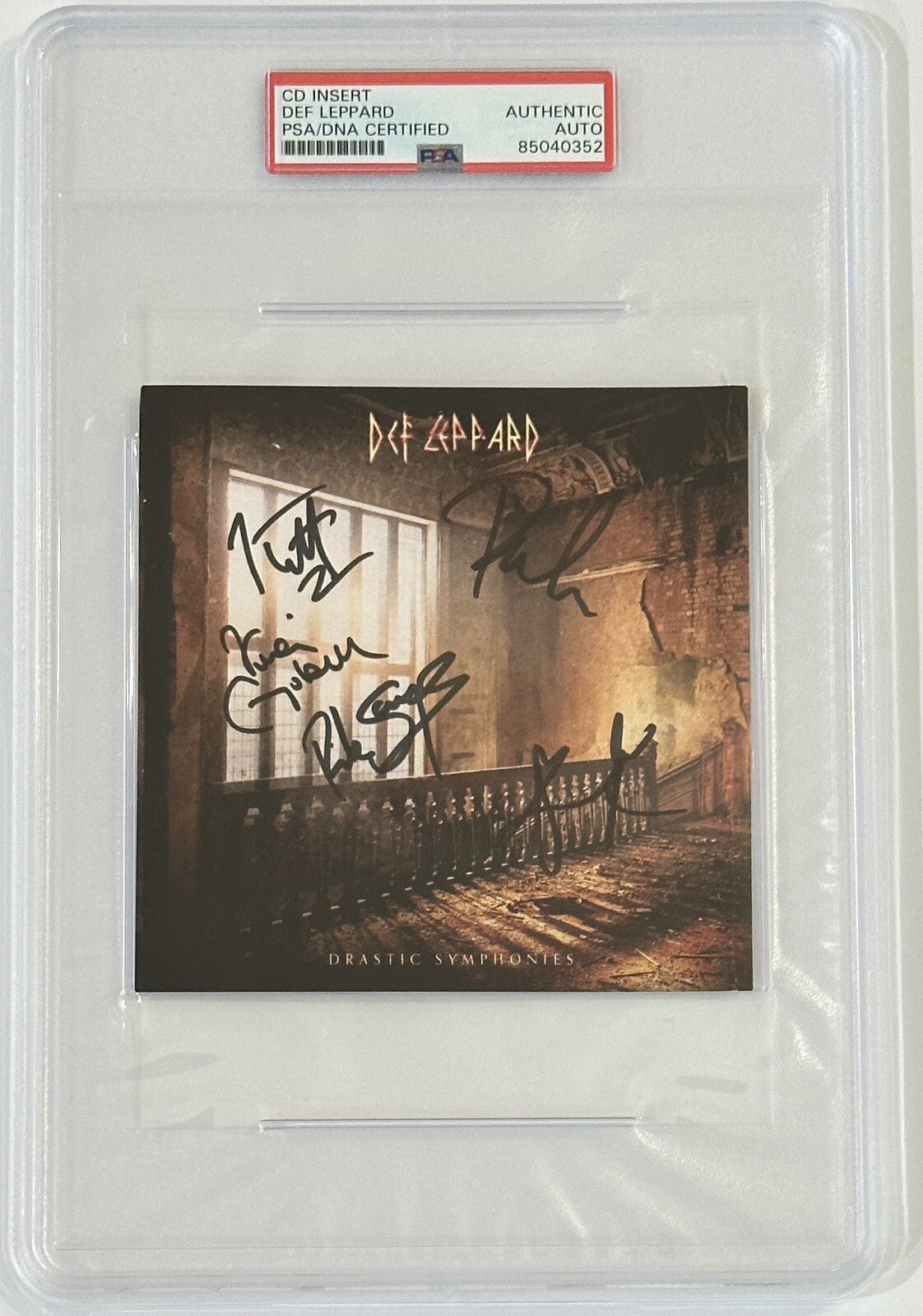 DEF LEPPARD BAND SIGNED AUTOGRAPHED DRASTIC CD ART CARD PSA DNA CERTIFIED COA