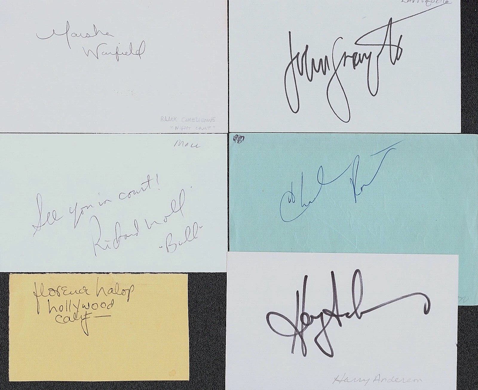 NIGHT COURT POST ANDERSON HALOP MOLL WARFIELD Signed Autograph Cards JSA LOA
