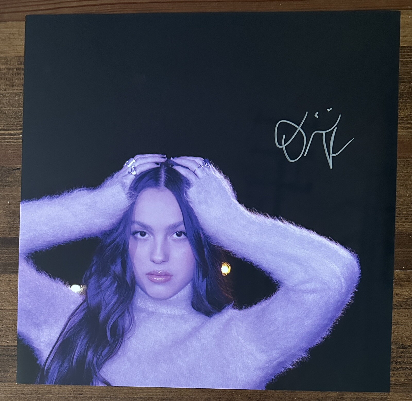Olivia Rodrigo GUTS Blue Vinyl LP & Signed Picture Autograph PSA