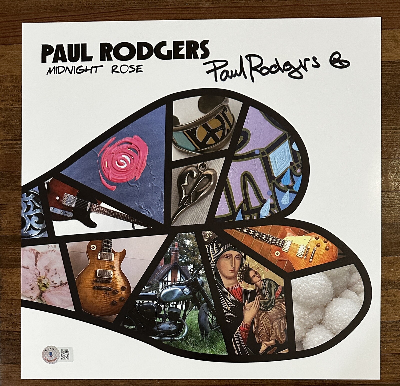Paul Rodgers Midnight Rose Vinyl LP & SIGNED Art Card Bad Company BAS COA Auto