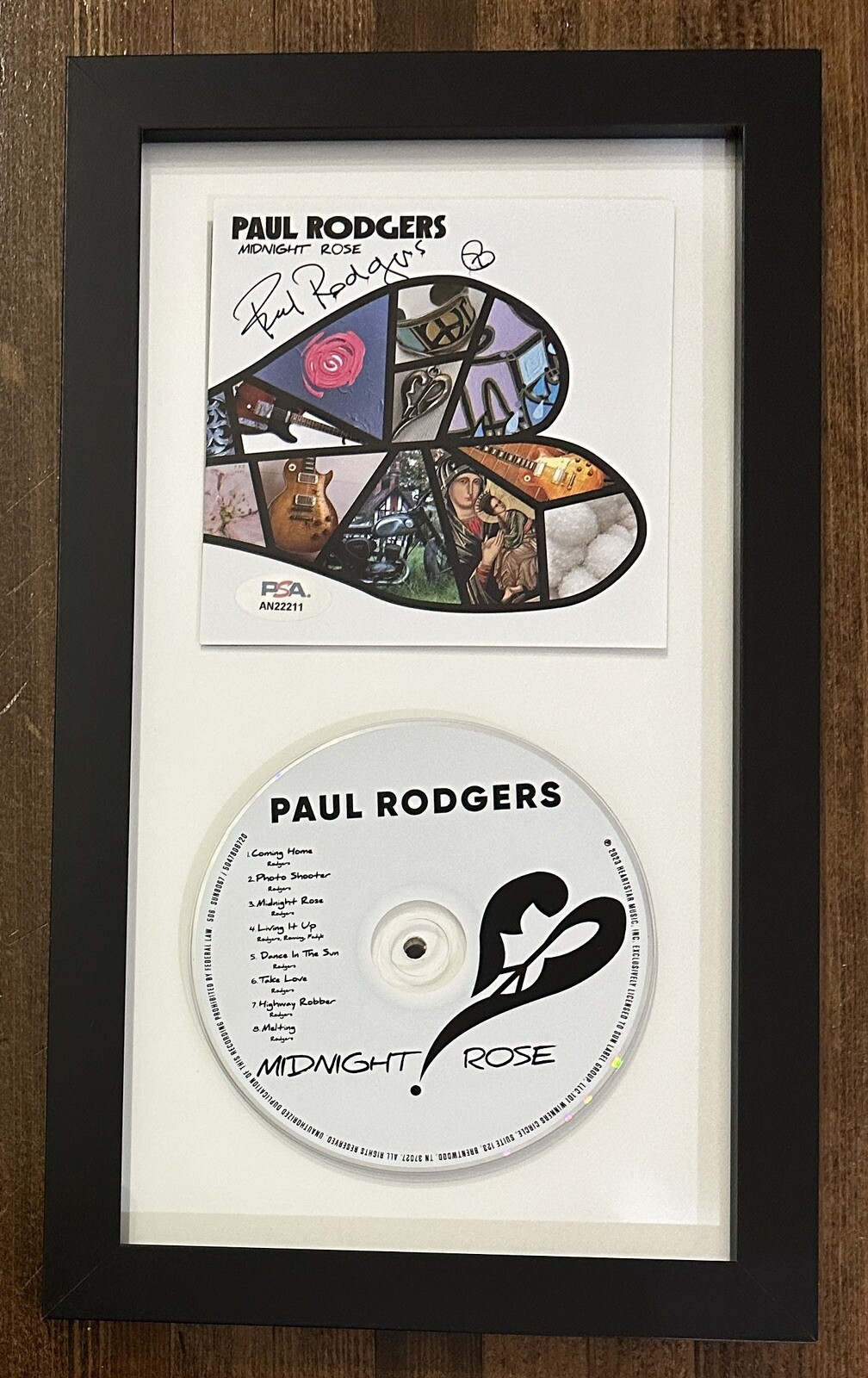 FRAME Paul Rodgers Midnight Rose CD & SIGNED AUTOGRAPHED PSA DNA COA Bad Company