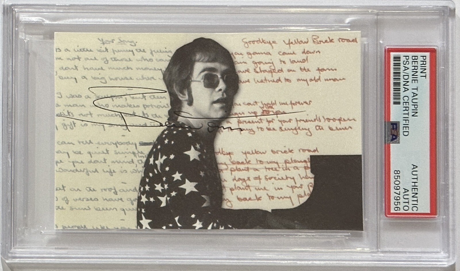 Bernie Taupin Signed Yellow Brick Road Lyrics AUTOGRAPHED PSA DNA COA Elton John