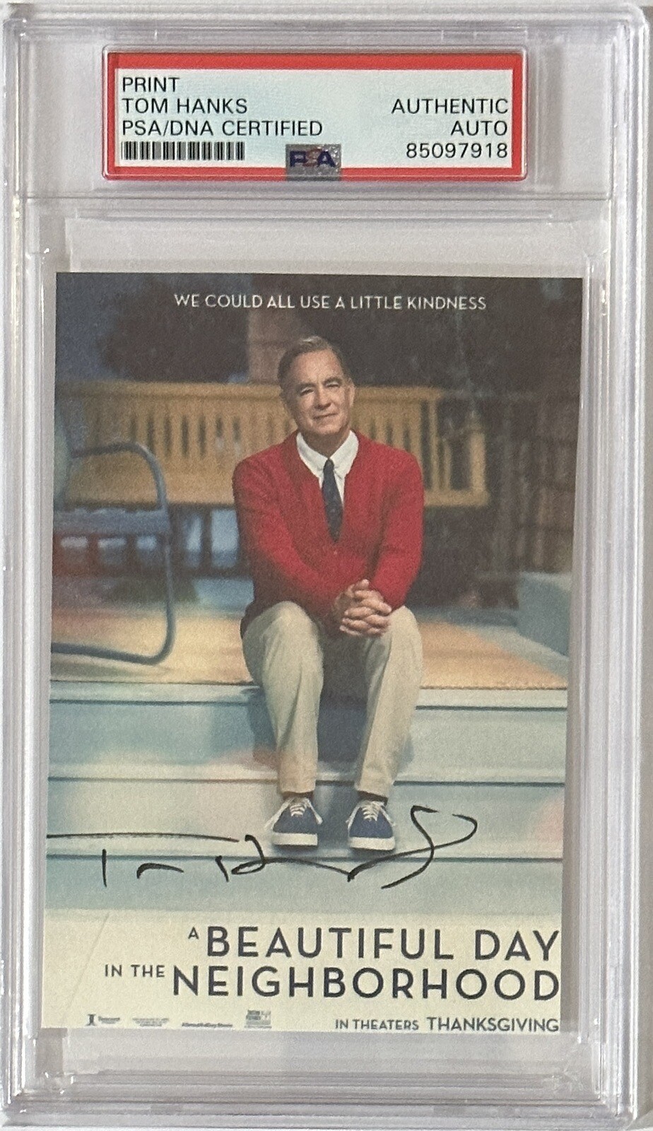 Tom Hanks SIGNED Mr Rogers A Beautiful Day Picture Print PSA DNA COA Autograph