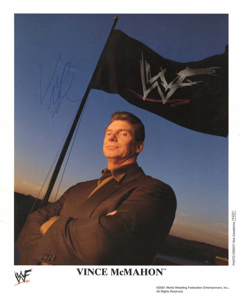 Vince McMahon Signed Autograph 8x10 Photo - WWE Wrestlemania Full Signature! JSA