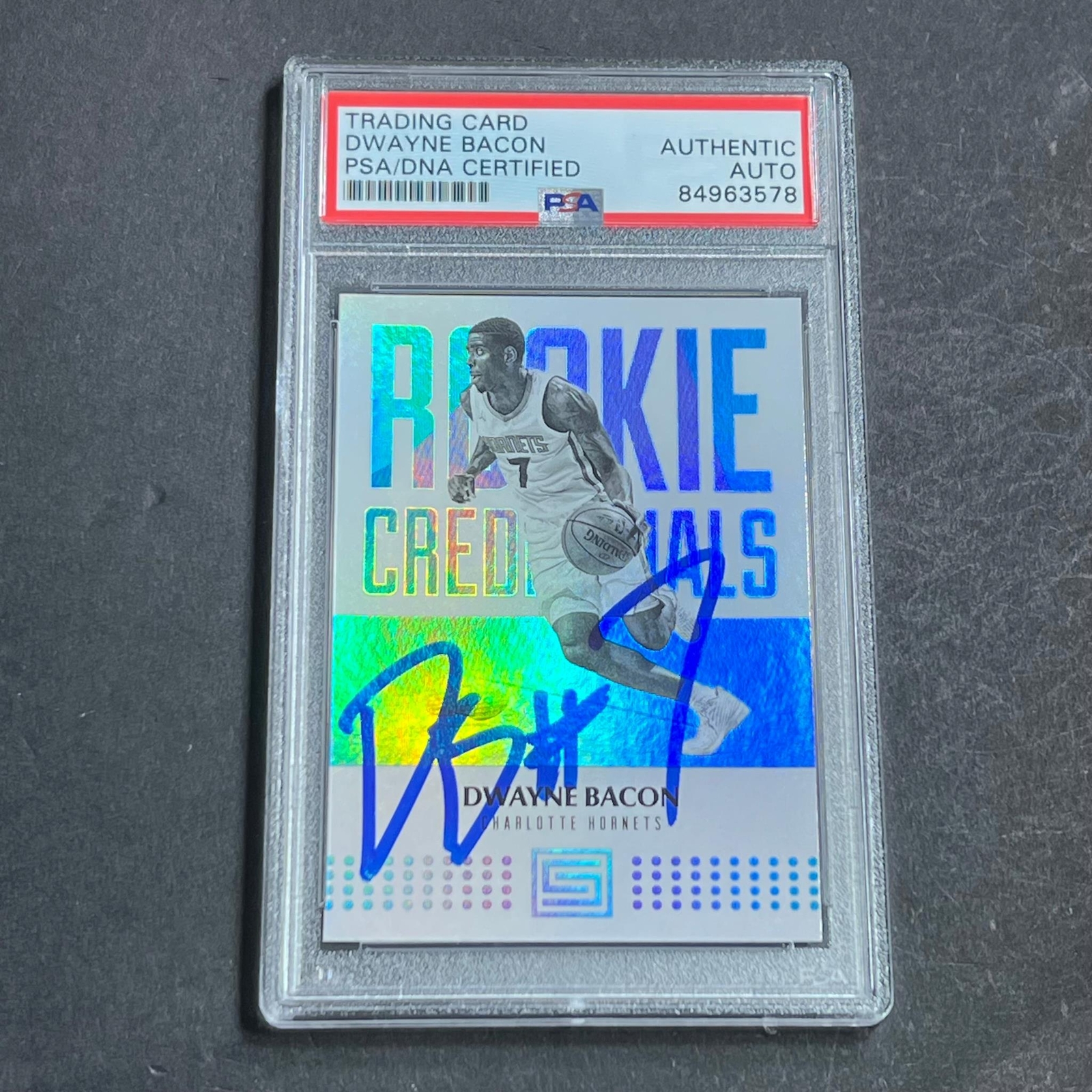 2017-18 Panini Status #4 Dwayne Bacon Signed Card AUTO PSA/DNA Slabbed RC Hornet
