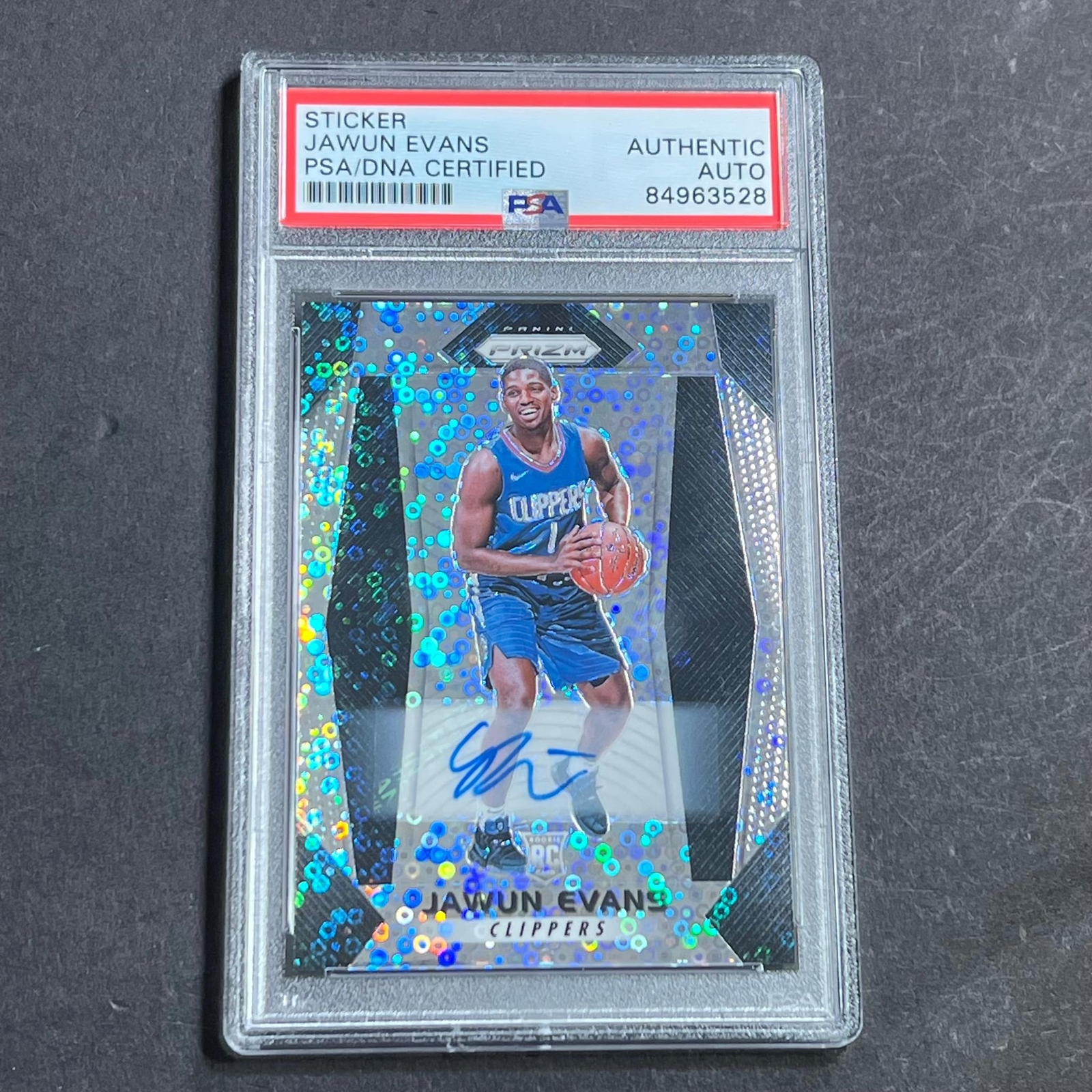 2017-18 Panini Prizm #216 JAWUN EVANS Signed Card AUTO PSA Slabbed Clippers
