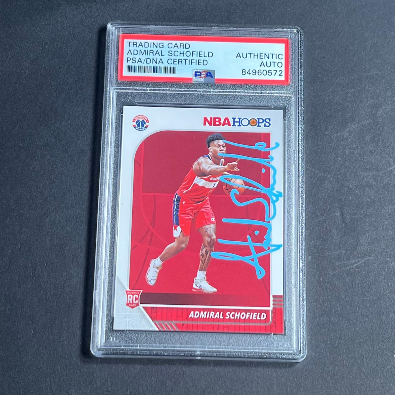 2019-20 NBA Hoops #231 Admiral Schofield Signed Card AUTO PSA Slabbed RC Wizards
