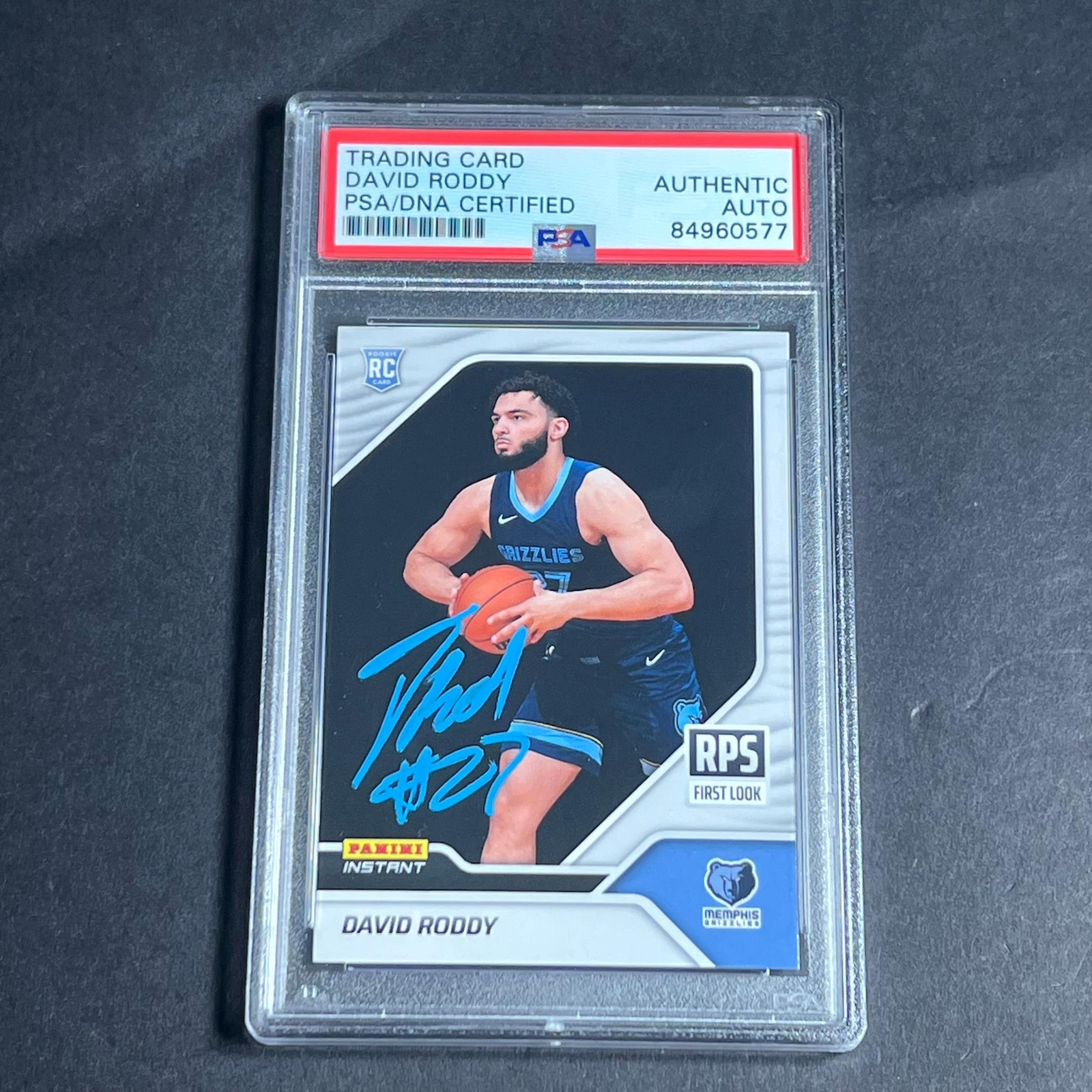 2022-2023 Panini Instant #RPS 20 David Roddy Signed Card PSA AUTO RC Slabbed Gri
