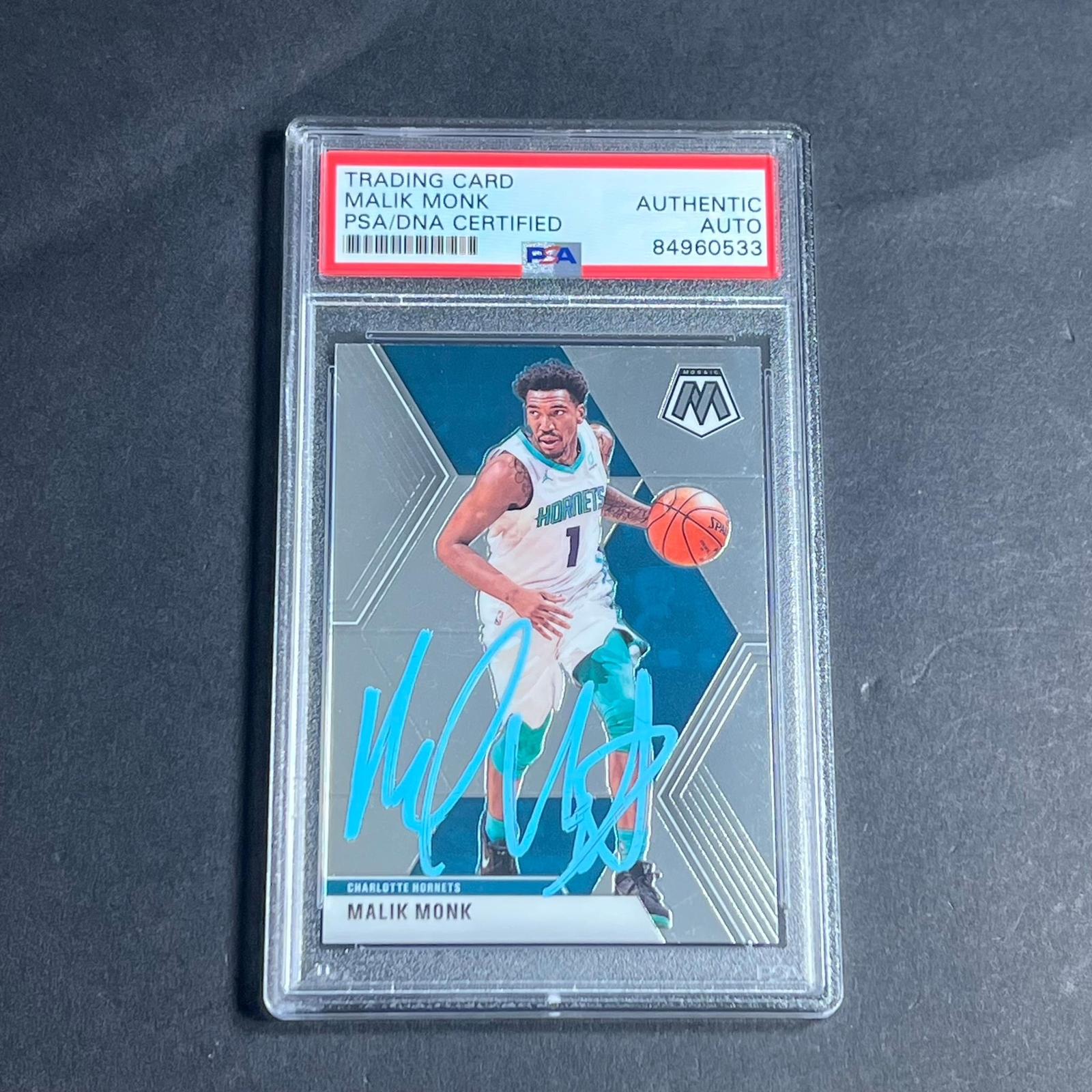 2019-20 Panini Mosaic #112 Malik Monk Signed Card AUTO PSA/DNA Slabbed Hornets
