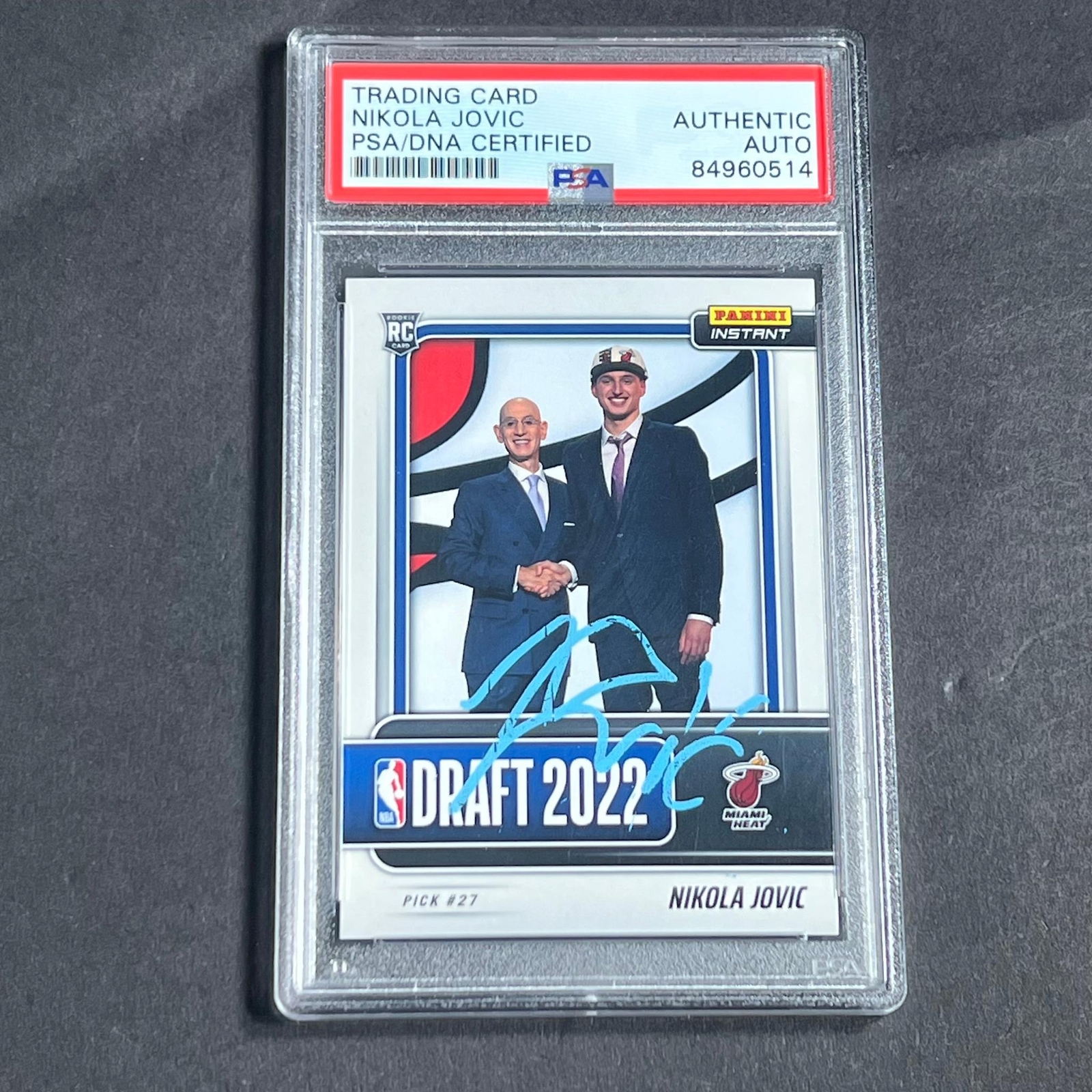 2022-2023 Panini Instant #DN 22 Nikola Jovic Signed Card PSA AUTO RC Slabbed Hea
