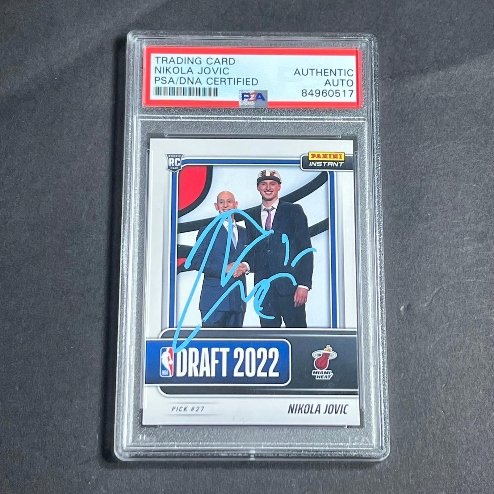 2022-2023 Panini Instant #DN 22 Nikola Jovic Signed Card PSA AUTO RC Slabbed Hea
