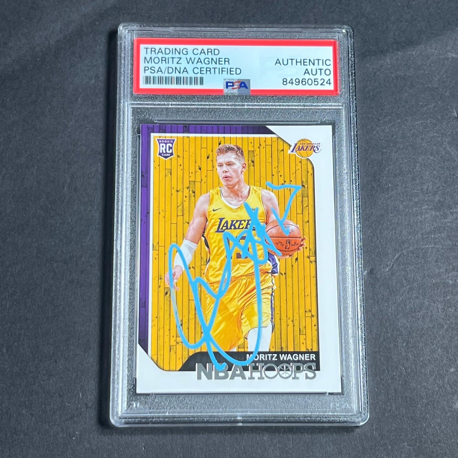 2018-19 NBA Hoops #249 Moritz Wagner Signed Card AUTO PSA Slabbed RC Lakers
