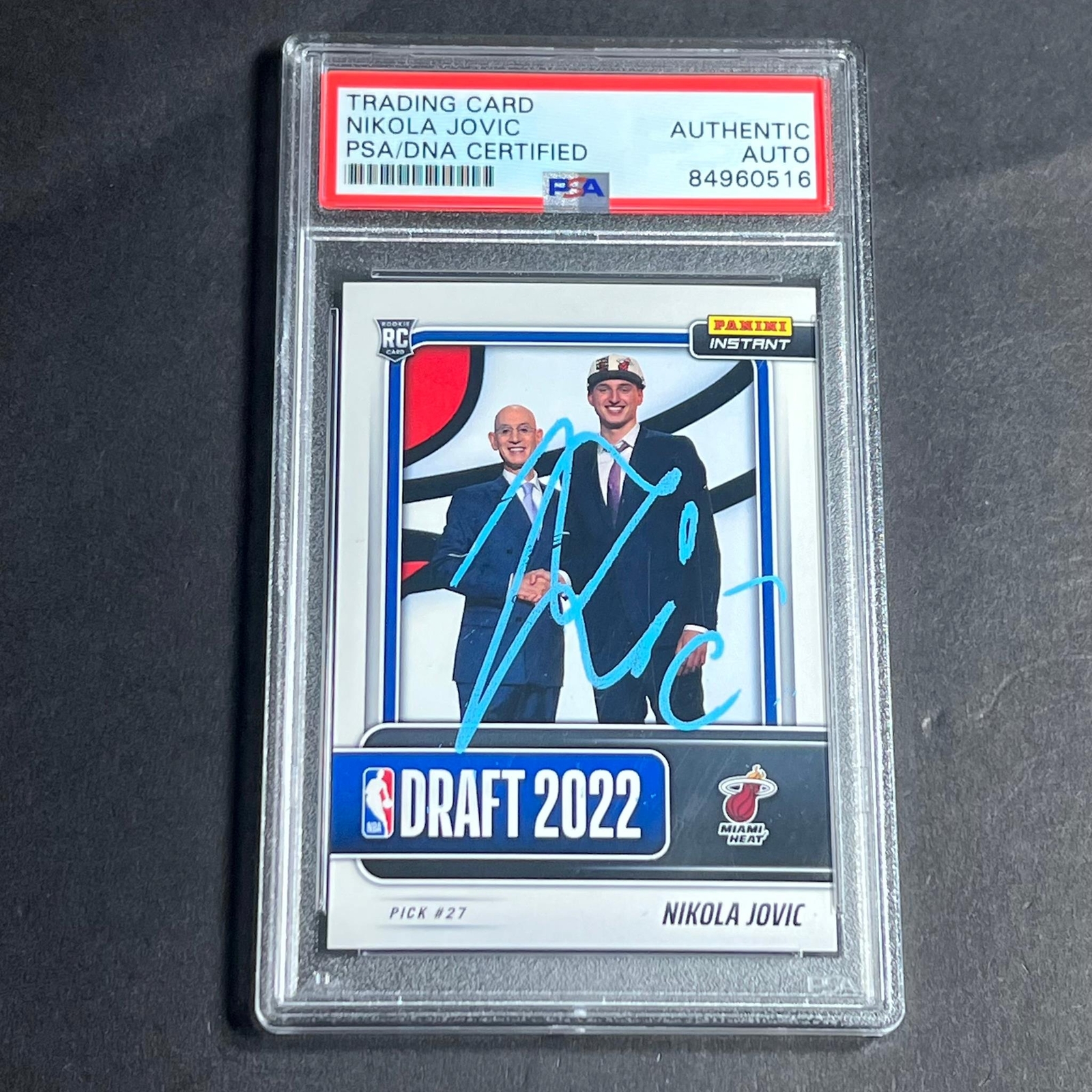 2022-2023 Panini Instant #DN 22 Nikola Jovic Signed Card PSA AUTO RC Slabbed Hea
