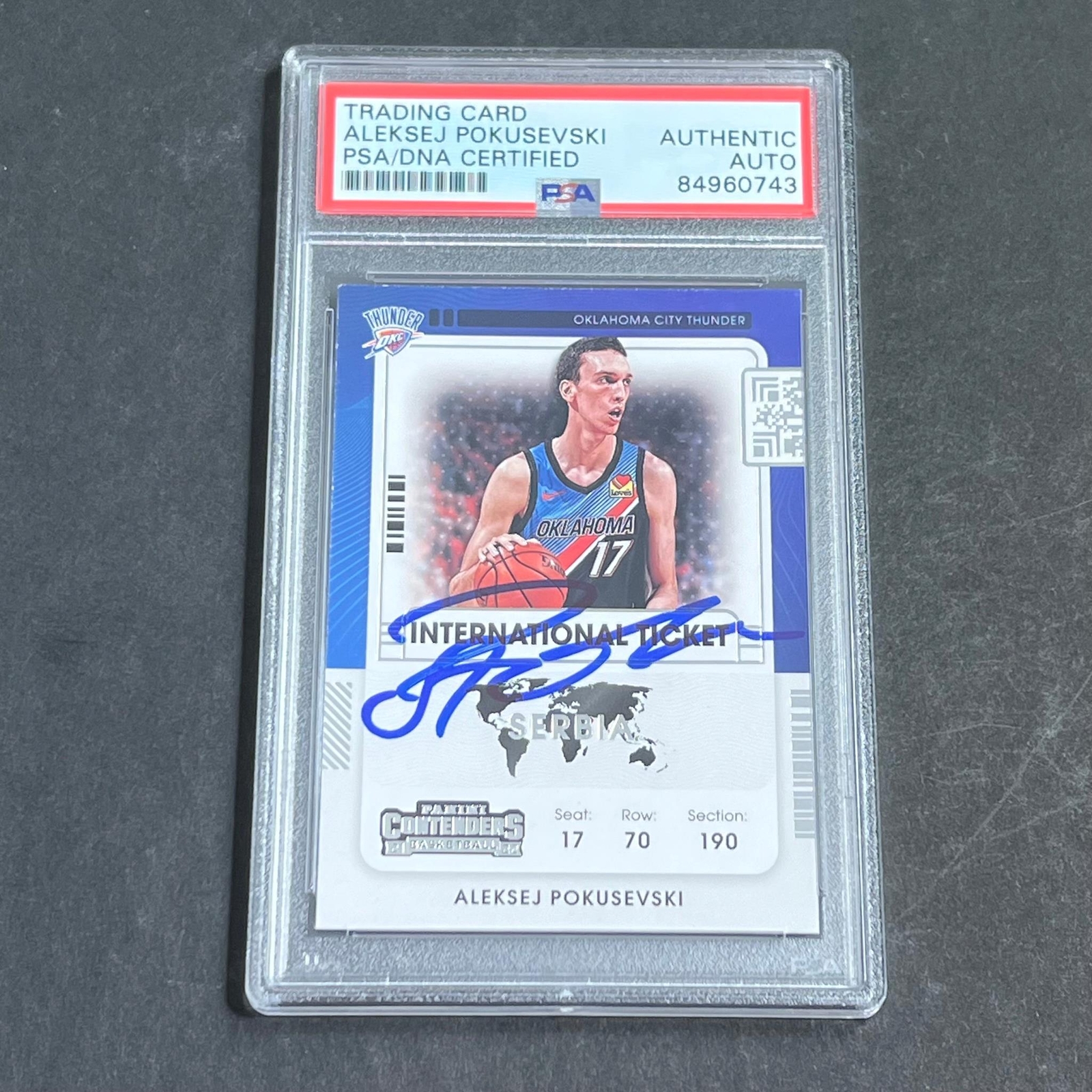 2121-22 Panini Contenders #13 Aleksej Pokusevski Signed Card AUTO PSA Slabbed Th
