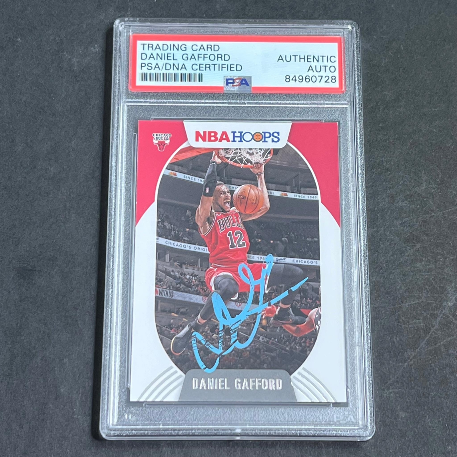 2020-21 NBA Hoops #177 Daniel Gafford Signed Card AUTO 10 PSA Slabbed Bulls
