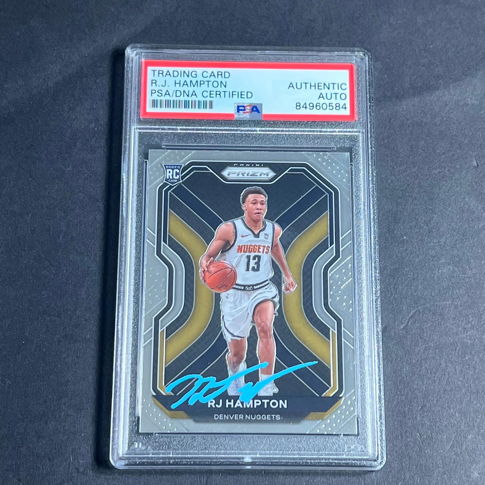 2020-21 Panini Prizm #286 RJ Hampton signed Auto Card PSA/DNA Slabbed RC Nuggets
