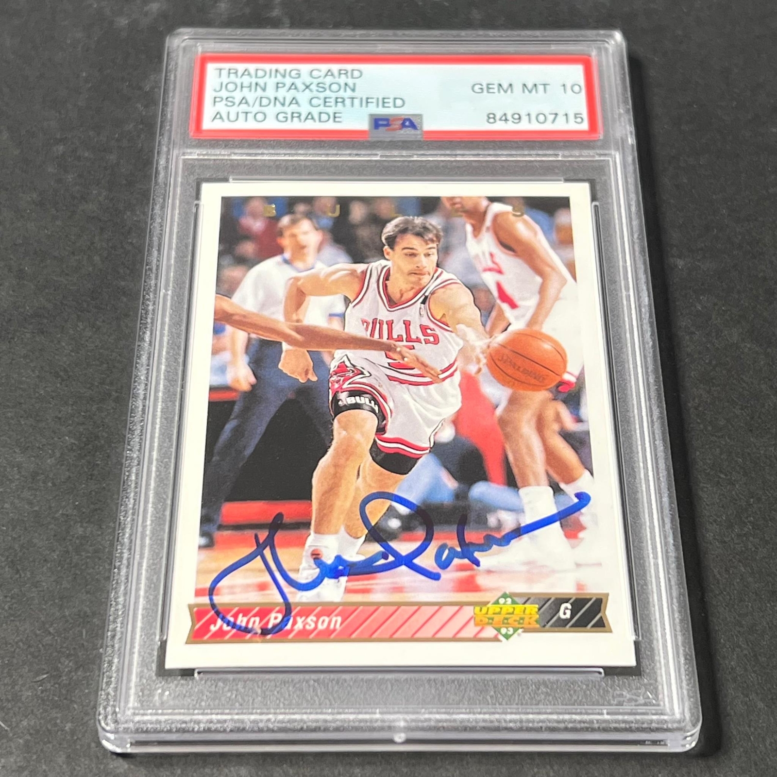 1992-93 Upper Deck #137 John Paxson Signed Card AUTO Grade 10 PSA Slabbed Bulls
