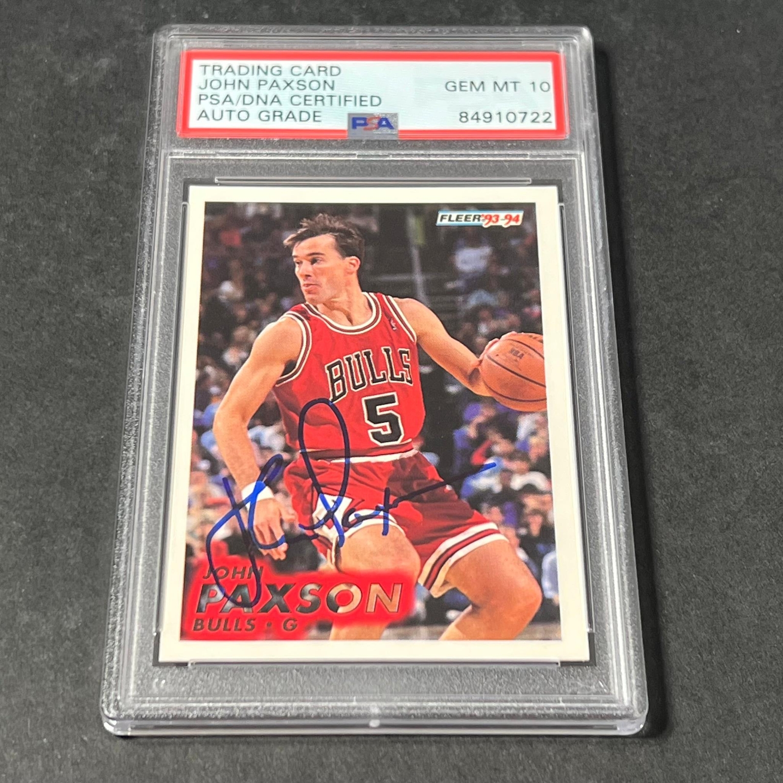 1993-94 Fleer #30 John Paxson Signed Card PSA AUTO 10 Slabbed Auto Bulls
