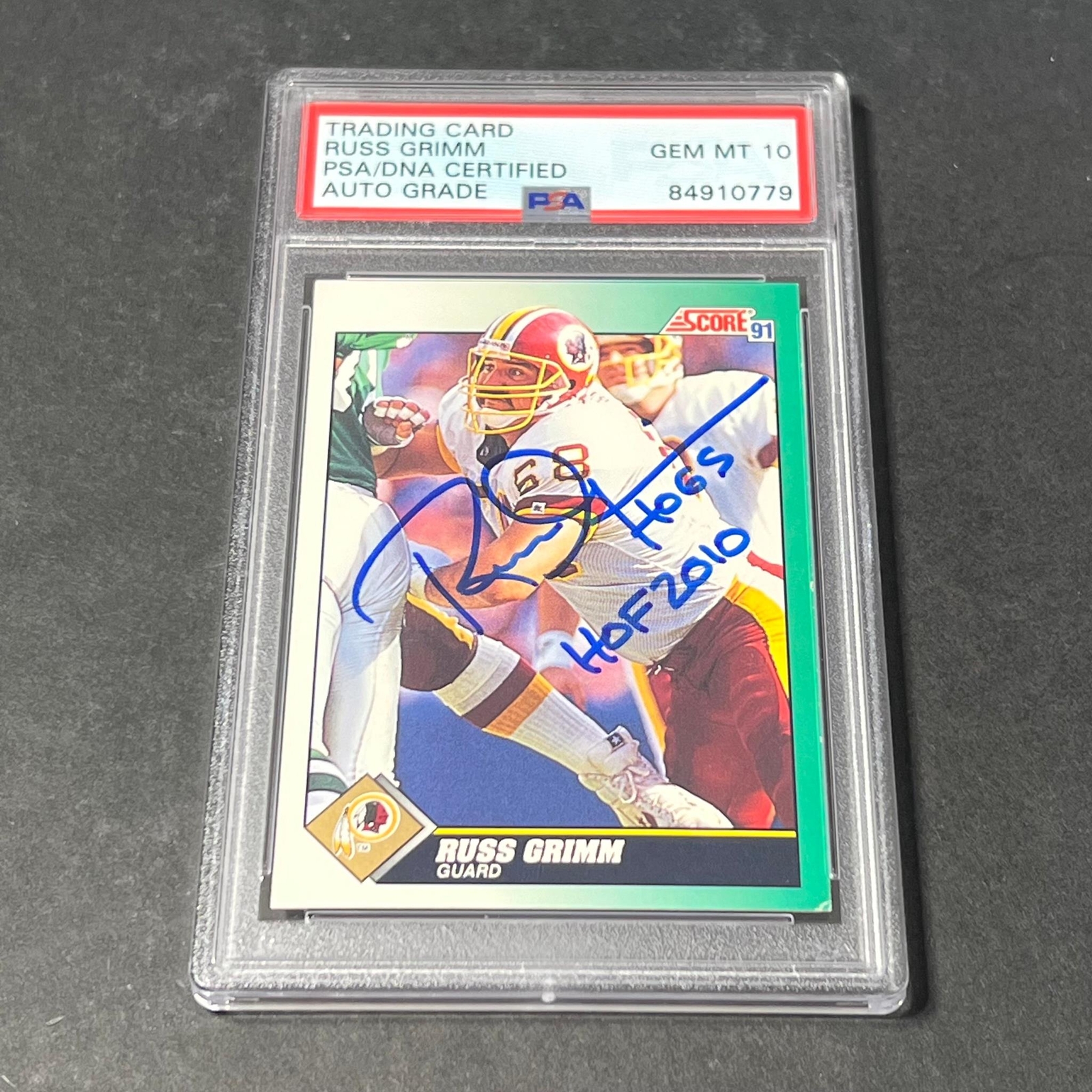 1991 Score #268 Russ Grimm Signed Card AUTO 10 PSA Slabbed Washington
