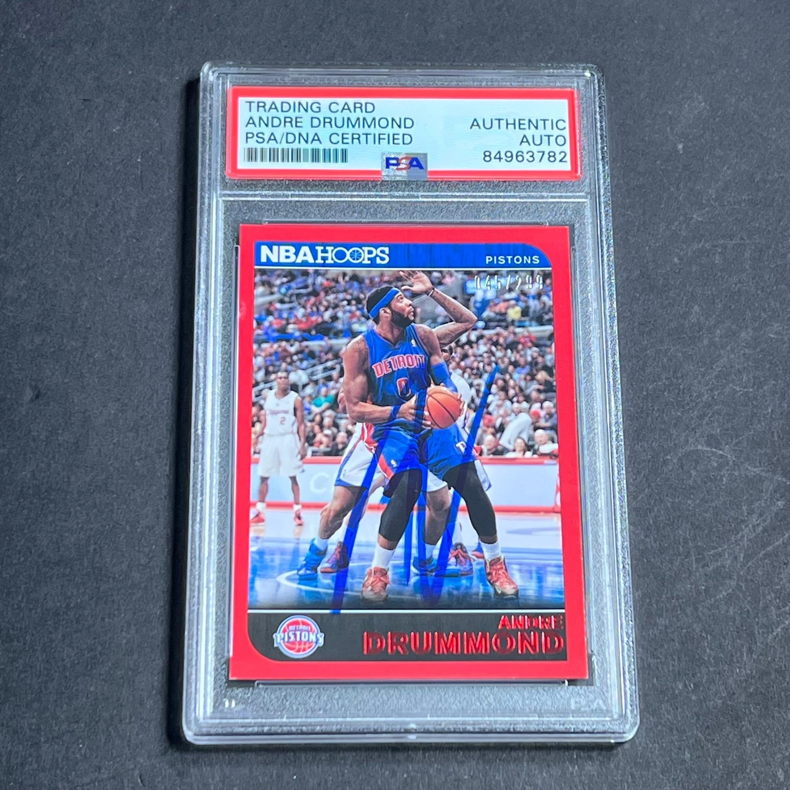 2014-15 NBA HOOPS #97 ANDRE DRUMMOND SIGNED CARD AUTO PSA SLABBED PISTONS COLLECTIBLE MEMORABILIA