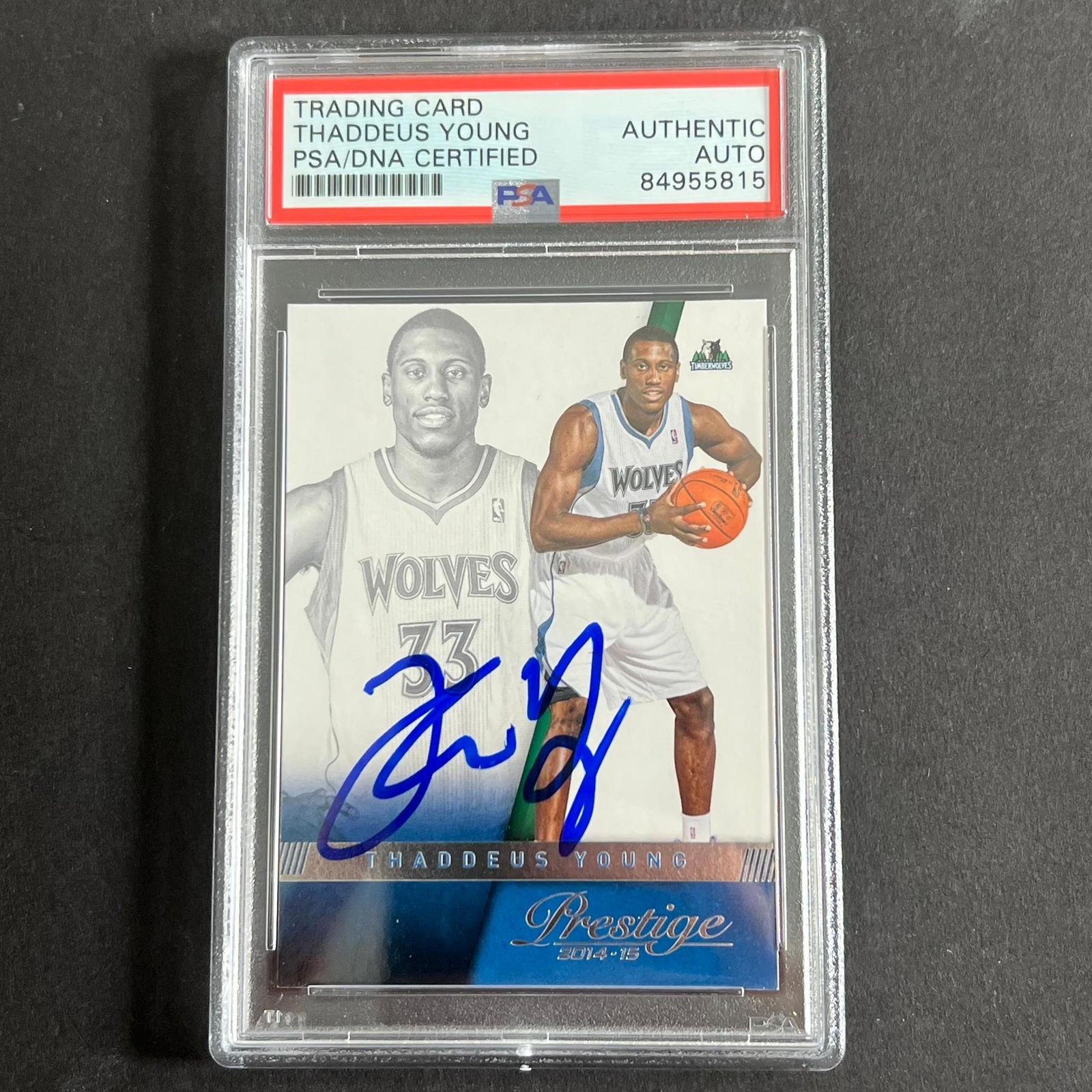 2014-15 Panini Prestige #151 Thaddeus Young Signed Card AUTO PSA/DNA Slabbed Tim
