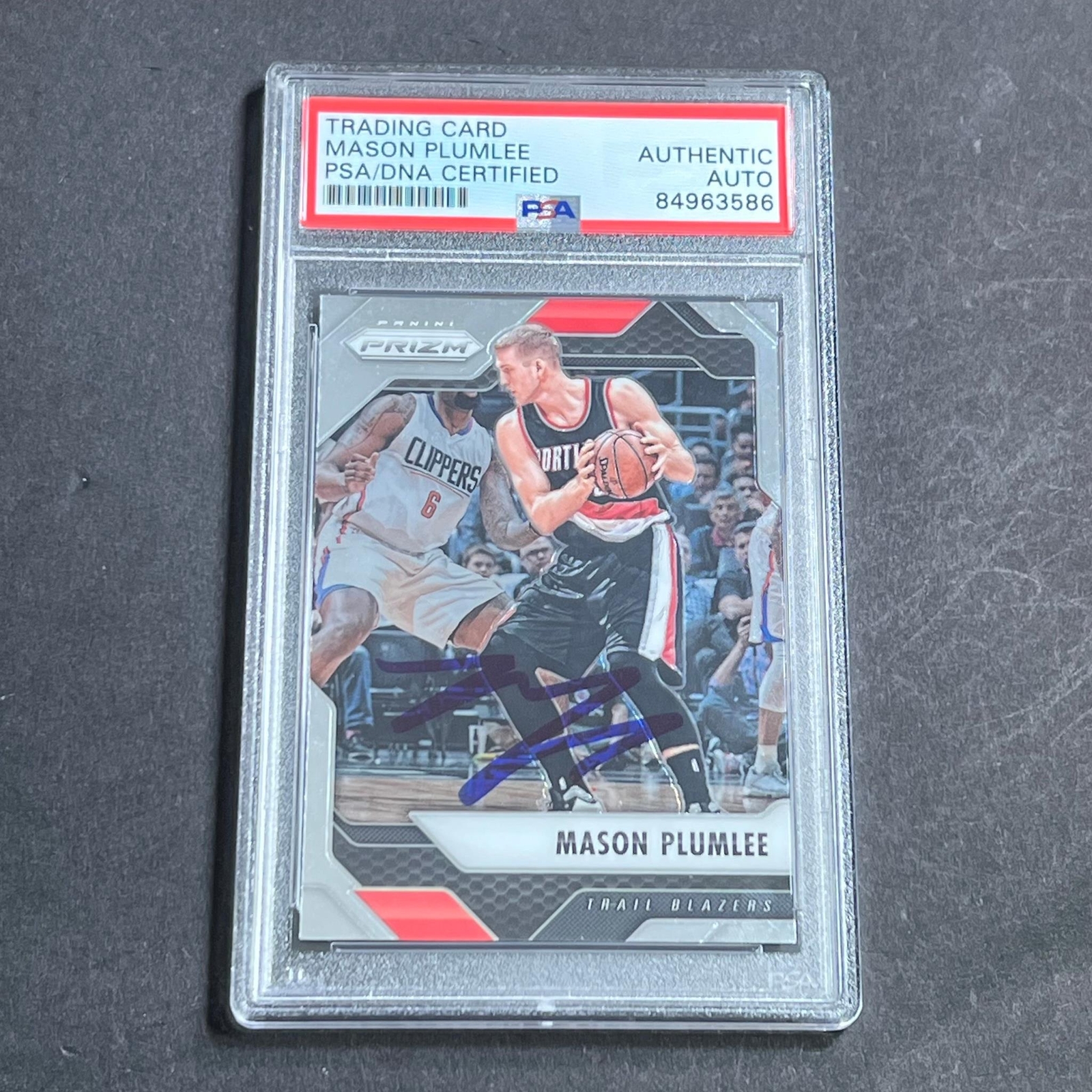 2016-17 Panini Prizm #276 Mason Plumlee Signed Card AUTO PSA Slabbed Trail Blaze
