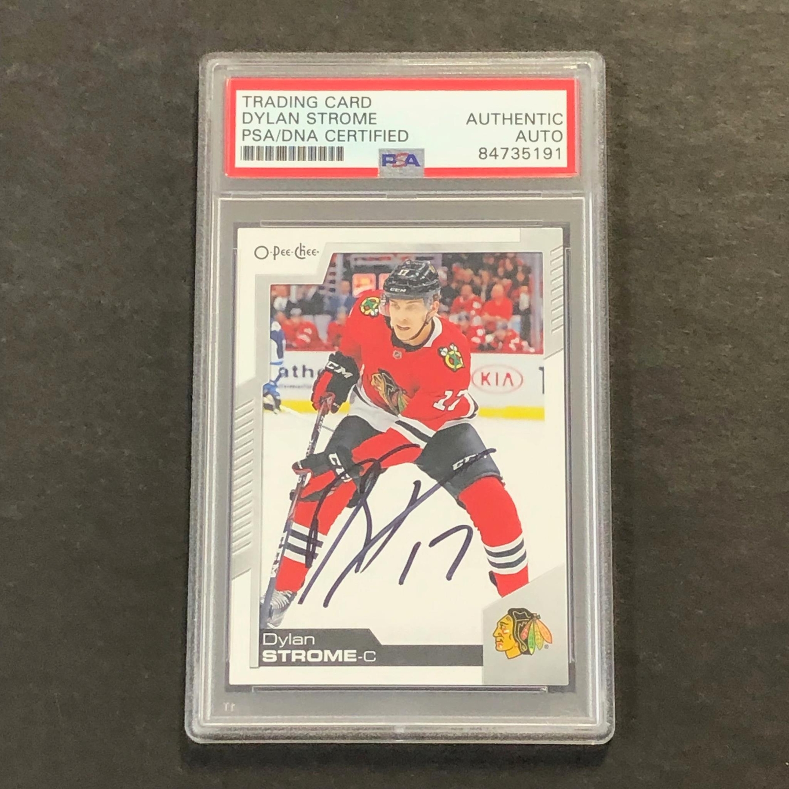 2020-21 O-Pee-Chee #442 Dylan Strome Signed Card AUTO PSA slabbed Blackhawks
