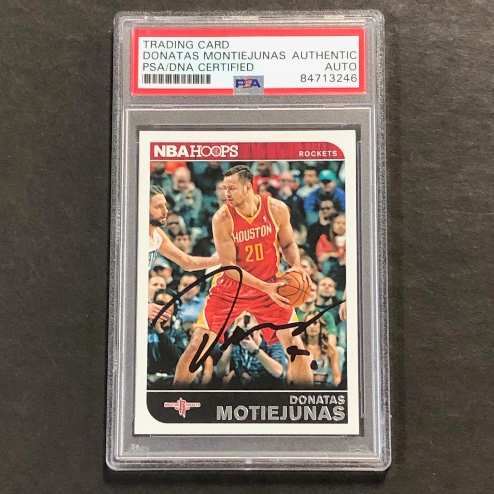 2014-15 Panini Hoops #124 Donatas Motiejunas Signed Card AUTO PSA Slabbed Rocket
