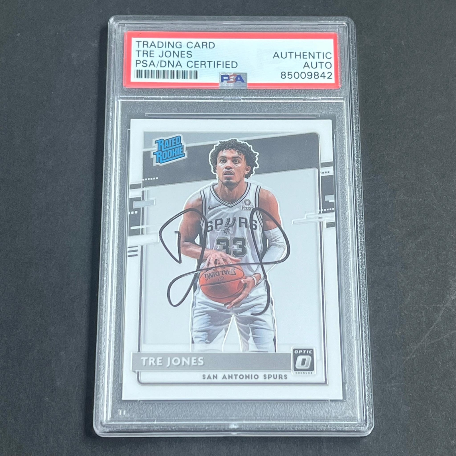 2020-21 Panini Donruss Optic #188 Tre Jones Signed Card AUTO PSA/DNA Slabbed RC
