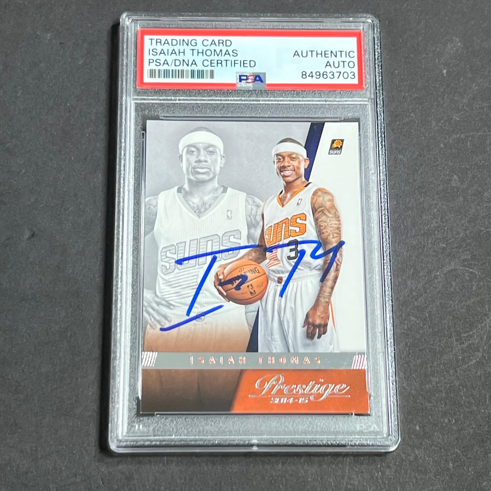 2014-15 Panini Prestige #140 Isaiah Thomas Signed Card AUTO PSA Slabbed Suns
