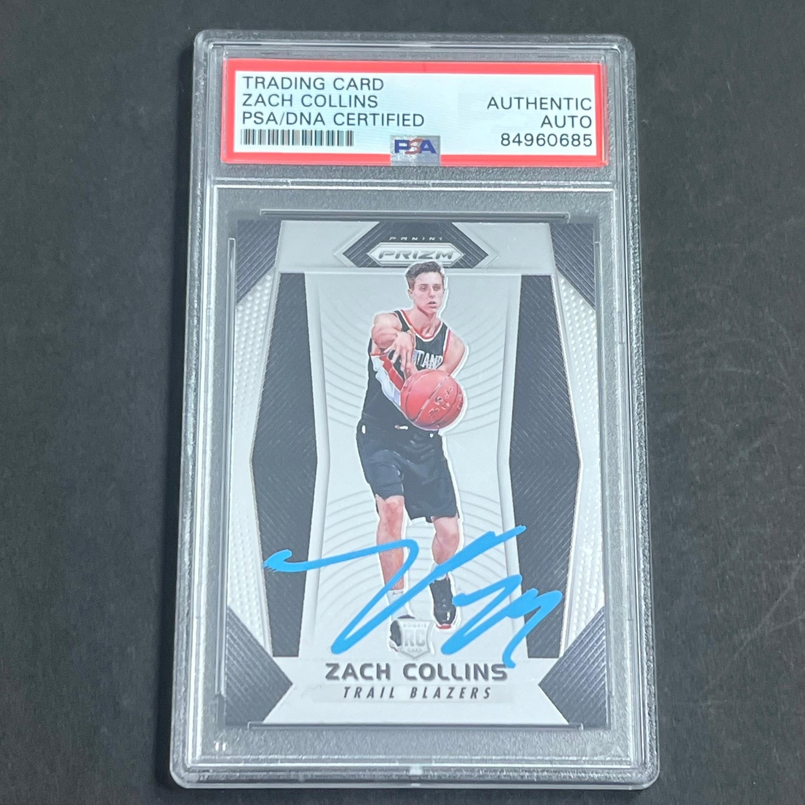 2017-18 Panini Prizm #144 ZACH COLLINS Signed Card AUTO PSA Slabbed RC Blazers
