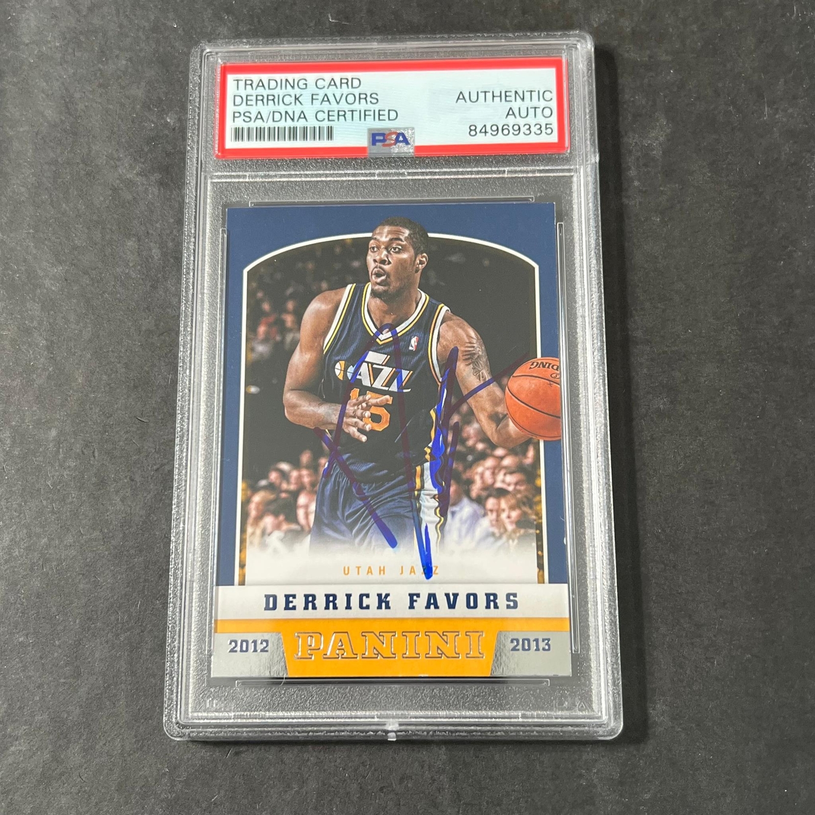 2012-13 Panini #48 Derrick Favors Signed Card AUTO 10 PSA Slabbed Jazz
