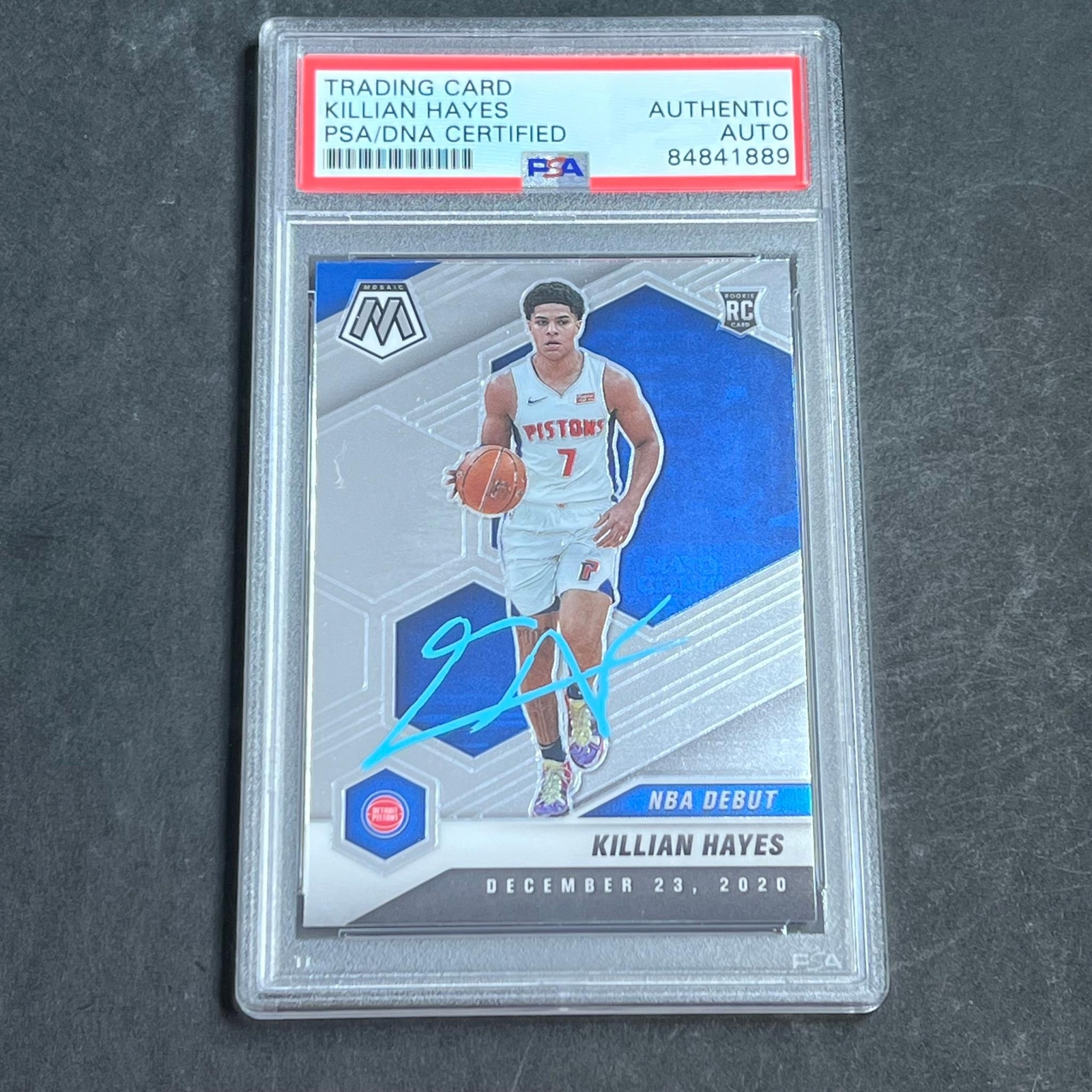 2020-21 Panini Mosaic #270 Killian Hayes Signed Card AUTO PSA Slabbed Pistons
