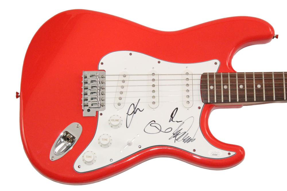 Glass Animals Full Band Signed Autograph Red Fender Electric Guitar w/ JSA COA
