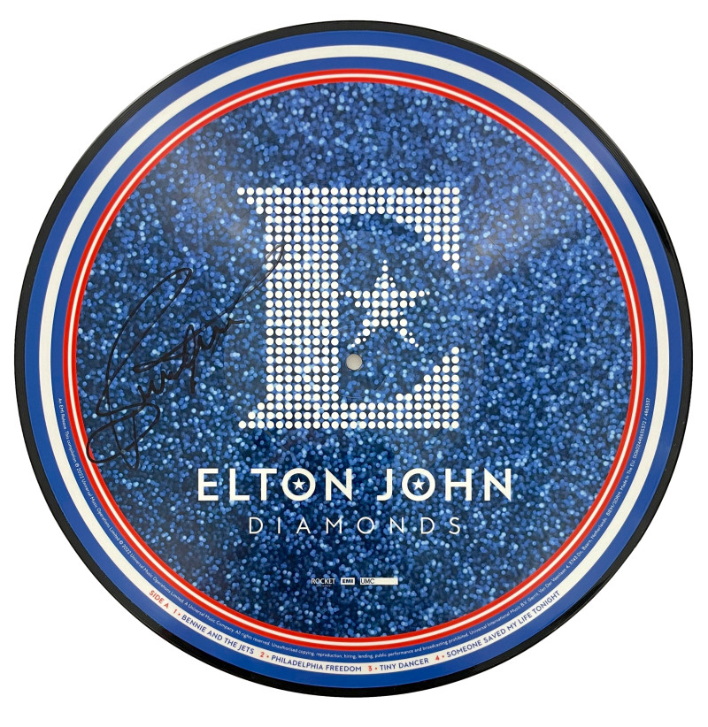 Bernie Taupin Signed Autograph Elton John Diamonds Album Vinyl Record Disc JSA