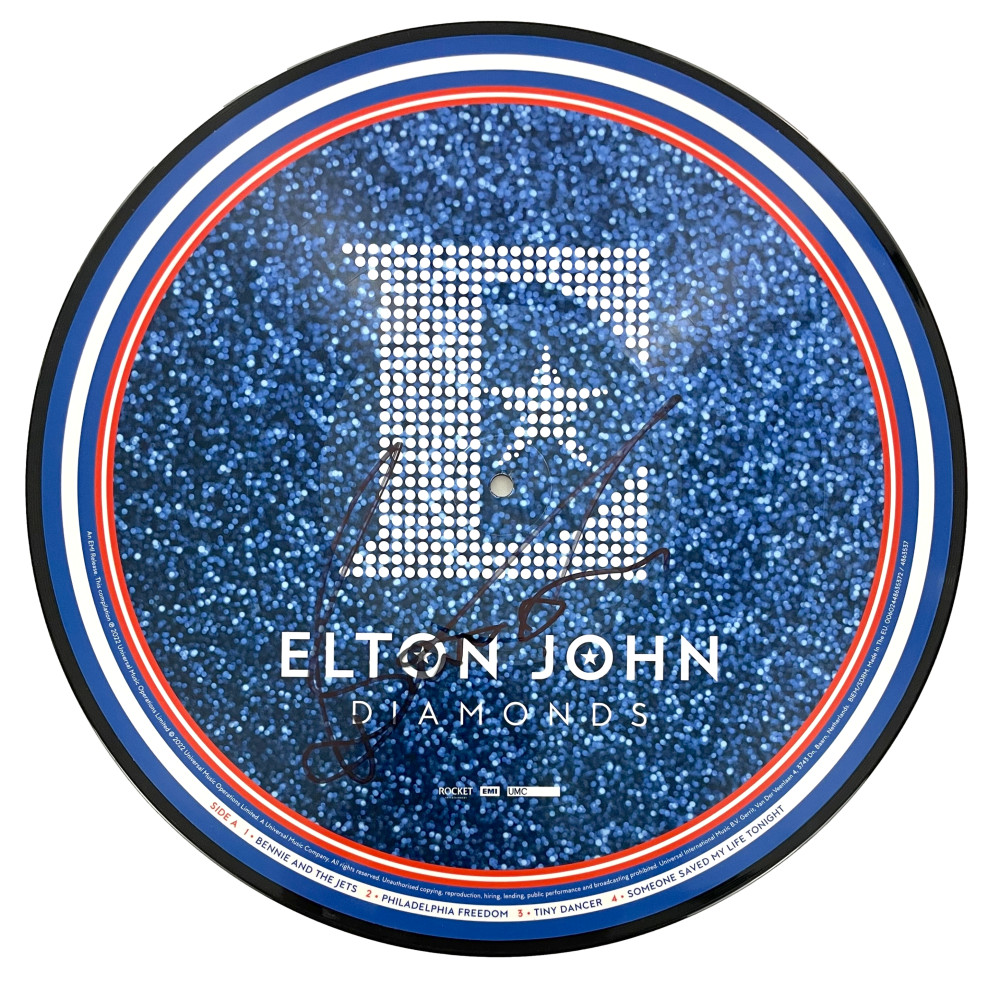 Bernie Taupin Signed Autograph Album Vinyl Record Disc Elton John Diamonds JSA