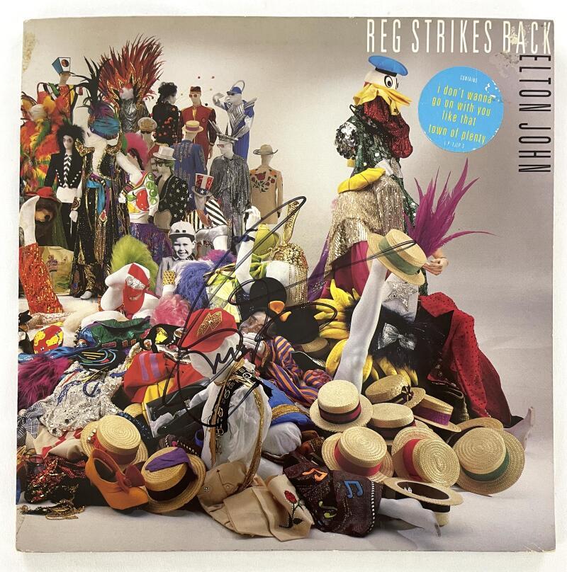 Bernie Taupin Signed Autograph Album Record LP Elton John Reg Strikes Back JSA