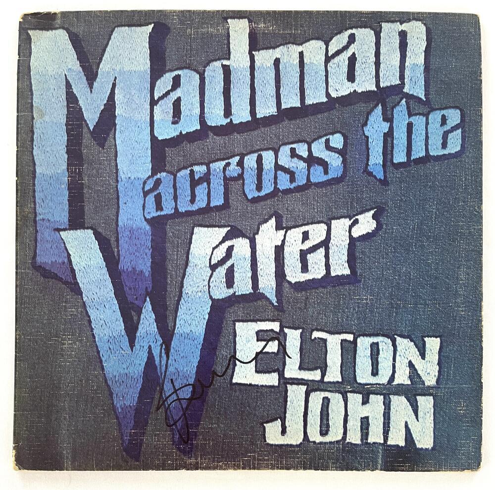 Bernie Taupin Signed Autograph Album Vinyl Record LP Madman Across the Water JSA