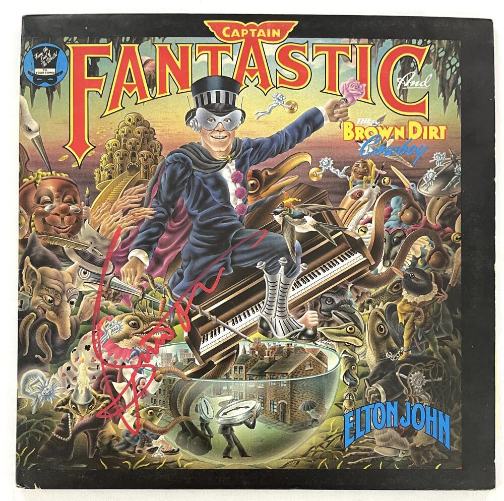 Bernie Taupin Signed Autograph Record - Elton John Captain Fantastic w/ JSA COA