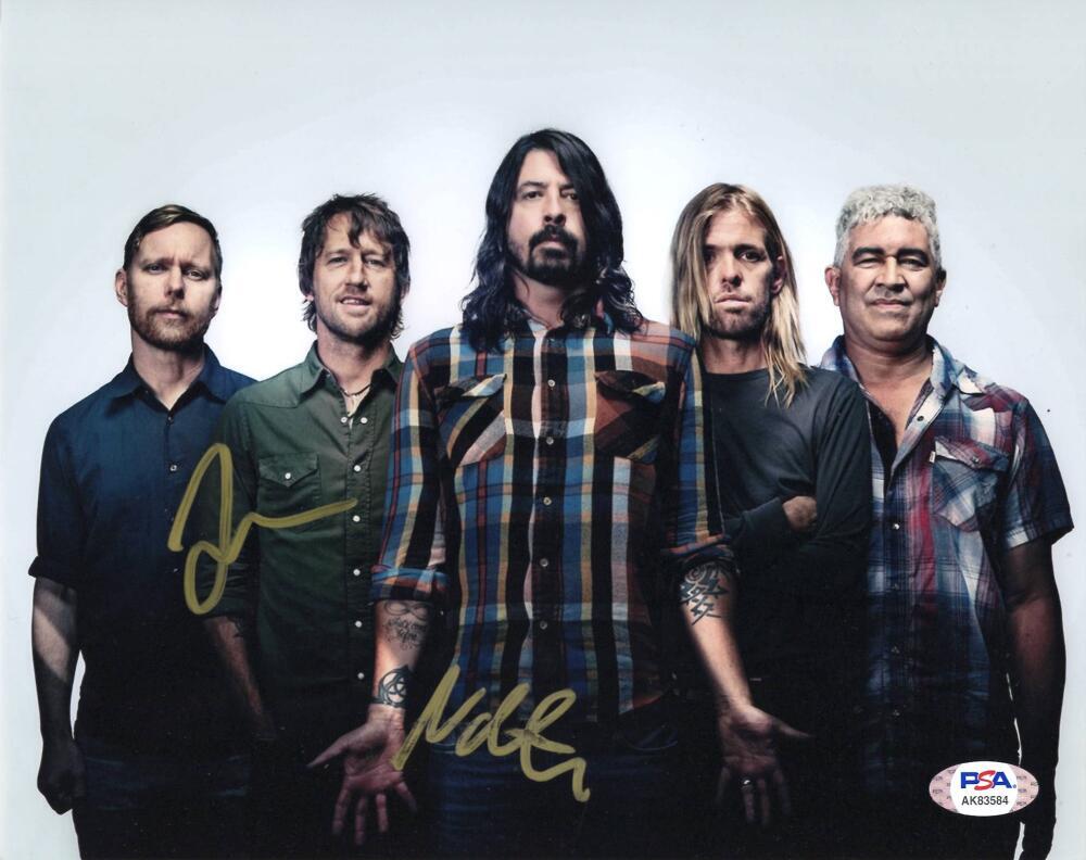 Taylor Hawkins & Nate Mendel Signed Autograph 8x10 Photo - Foo Fighters PSA COA