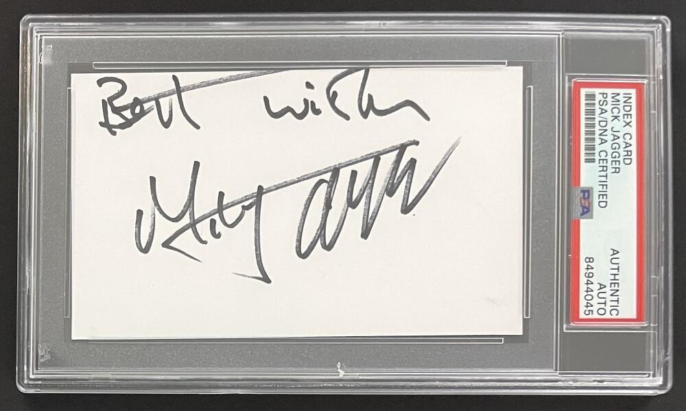 Mick Jagger The Rolling Stones Signed Autograph 3x5 Card PSA/DNA Encapsulated
