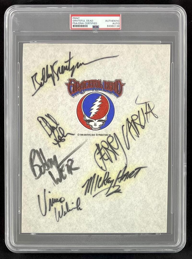 Jerry Garcia & Grateful Dead Signed Autograph PSA/DNA Slabbed Encapsulated Print